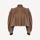 Faith Pleated Cropped Moto Jumper Jacket