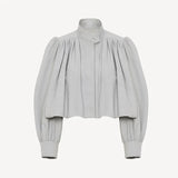 Faith Pleated Cropped Moto Jumper Jacket