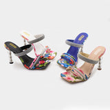 Faiza Double Strap Floral High Heel Sandals - 4 Colors watereverysunday