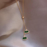 Fan Crystal Geometric Pendant Necklace - 2 Colors watereverysunday
