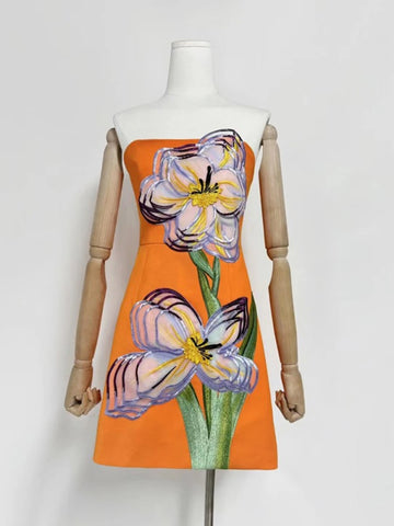 Fatima Floral Appliqué Tube Dress
