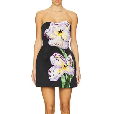Fatima Floral Appliqué Tube Dress