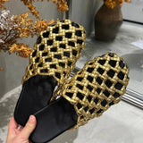 Fatima Woven Lattice Upper Slippers