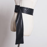 Faux Leather Trapezoid Buckle Long Belt - 5 Colors watereverysunday