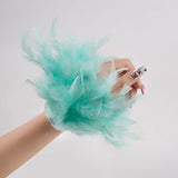 Faux Ostrich Fur Feather Snap Cuff Bracelet watereverysunday