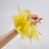Faux Ostrich Fur Feather Snap Cuff Bracelet watereverysunday