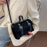 Faux Shearling Box Shoulder Bags watereverysunday