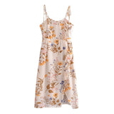 Felicia Floral Print Bustier Midi Chiffon Dress watereverysunday