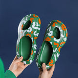 Ferris Printed Peep Top Rubber Moccasin Slippers - 3 Colors watereverysunday