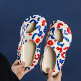 Ferris Printed Peep Top Rubber Moccasin Slippers - 3 Colors watereverysunday