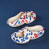 Ferris Printed Peep Top Rubber Moccasin Slippers - 3 Colors watereverysunday