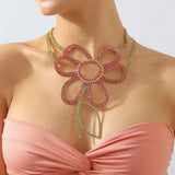 Fien Rhinestone Crystal Flower Bib Necklace watereverysunday