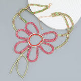 Fien Rhinestone Crystal Flower Bib Necklace watereverysunday