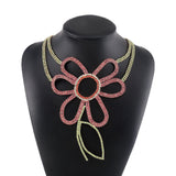 Fien Rhinestone Crystal Flower Bib Necklace watereverysunday