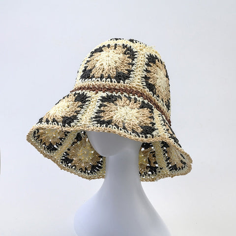 Floral Crochet Straw Bucket Hats - 11 Colors