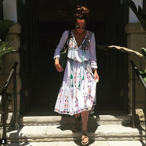 Floral Embroidered Maxi Folk Dress watereverysunday Floral Embroidered Maxi Folk Dress watereverysunday