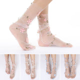 Floral Embroidery Tulle Socks - 4 Colors watereverysunday