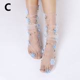 Floral Embroidery Tulle Socks - 4 Colors watereverysunday