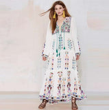 Floral Embroidered Maxi Folk Dress