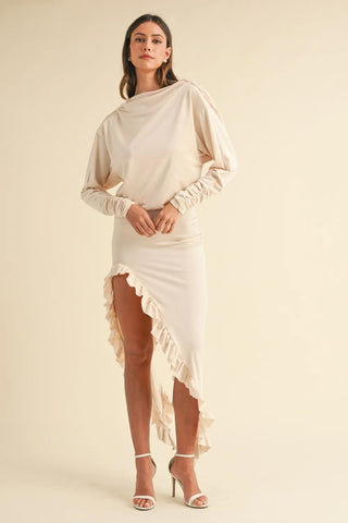 Fresia Backless Asymmetric Ruffle Hem Dress
