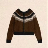 Freyja Nordic Fair Isle Fuzzy Knit Cardigan
