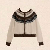 Freyja Nordic Fair Isle Fuzzy Knit Cardigan