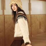 Freyja Nordic Fair Isle Fuzzy Knit Cardigan