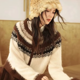 Freyja Nordic Fair Isle Fuzzy Knit Cardigan