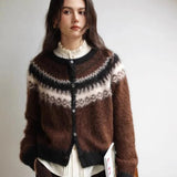 Freyja Nordic Fair Isle Fuzzy Knit Cardigan