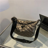 Frida Metallic Quilted Nylon Hobo Bags