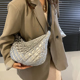 Frida Metallic Quilted Nylon Hobo Bags