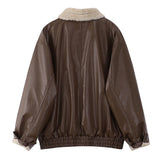 Fur-lined Faux Leather Bomber Jackets - 2 Colors watereverysunday