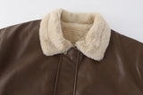 Fur-lined Faux Leather Bomber Jackets - 2 Colors watereverysunday