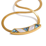 Geometric Shell Pendant Collar Necklace