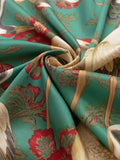 Gewen Vintage Print Tassel Fringe Square Scarf