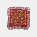 Gewen Vintage Print Tassel Fringe Square Scarf