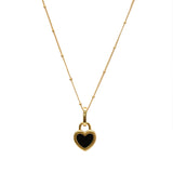 Gia B/W Double Sided Heart Pendant Necklace watereverysunday