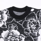 Giola Black and White Flower Sweater watereverysunday