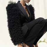 Giola Tulle Ruffle Sleeve Blazer