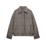 Glen Check Plaid Bomber Jacket