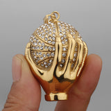 Gold Diamond Ball Holding Hand Necklace watereverysunday