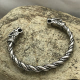 Goth Viking Dragon Heads Steel Braids Cuff Bracelet - L watereverysunday