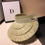 Grace Tassel Straw Visor Hats