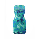 Sefina Tropical Prints Tube Mini Dress