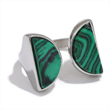 Green Natural Malachite Stone Open Ring
