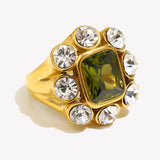 Green Zircon Flower Cocktail Ring
