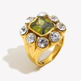 Green Zircon Flower Cocktail Ring