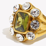 Green Zircon Flower Cocktail Ring