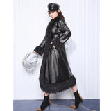 Sigrid Fur-Trim Belted Maxi Coat