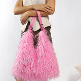 Greta Shaggy Faux Fur Tote Bag